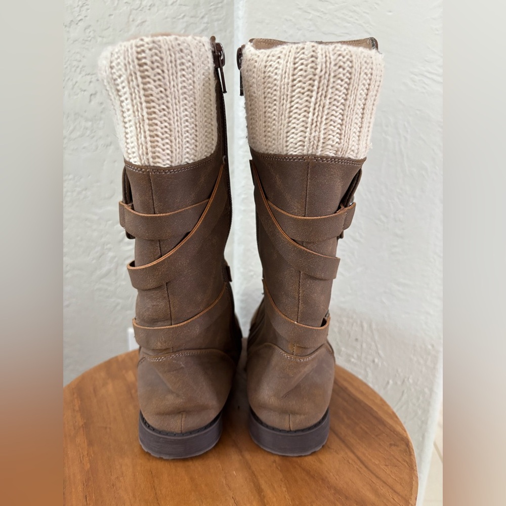 Rachel Shoes Brown Winter Boots with Knit Cuff - Picture 7 of 14